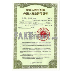 China fake employment permit (work visa) photoshop template PSD