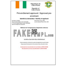 Cote d’Ivoire fake e-visa photoshop template PSD