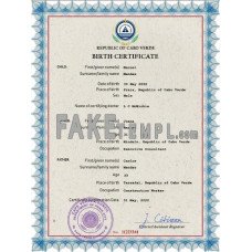 Cabo Verde fake vital record birth certificate photoshop template PSD