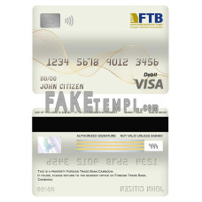 Cambodia Foreign Trade Bank of Cambodia bank fake visa card debit card photoshop template PSD