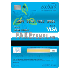 Cameroon Ecobank bank fake visa card debit card photoshop template PSD