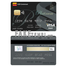 Cameroon SCB bank fake visa credit card photoshop template PSD