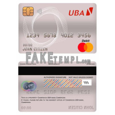 Cameroon UBA bank fake mastercard debit card photoshop template PSD