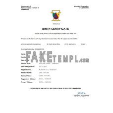 Cameroon vital record fake birth certificate Word and PDF template