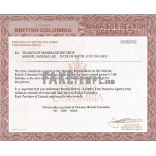 Canada British Columbia fake marriage certificate photoshop template PSD 