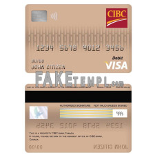 Canada CIBC bank fake visa card debit card photoshop template PSD