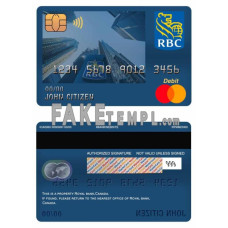 Canada Royal Bank of Canada (RBC) bank fake mastercard debit card photoshop template PSD