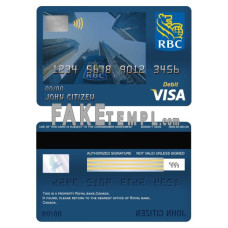 Canada Royal Bank of Canada (RBC) bank fake visa card debit card photoshop template PSD