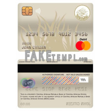 Central African Republic Bank of Central African States (BEAC) bank fake mastercard debit card photoshop template PSD