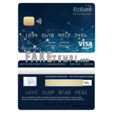 Central African Republic Ecobank fake visa card photoshop template PSD