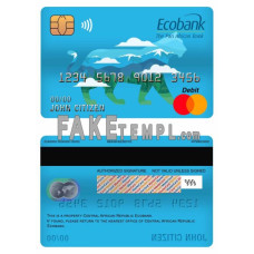 Central African Republic Ecobank fake mastercard debit card photoshop template PSD