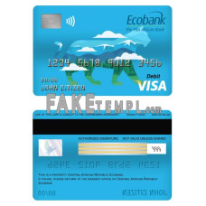 Central African Republic Ecobank fake visa card debit card photoshop template PSD