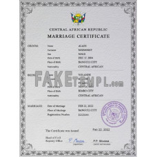 Central African Republic fake marriage certificate photoshop template PSD 