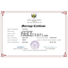 Central African Republic fake marriage certificate Word and PDF template