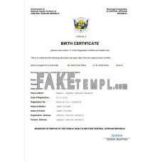 Central African Republic vital record fake birth certificate Word and PDF template