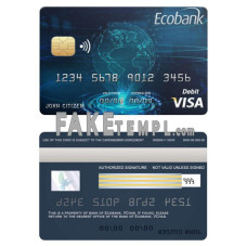 Chad Ecobank fake visa credit card photoshop template PSD