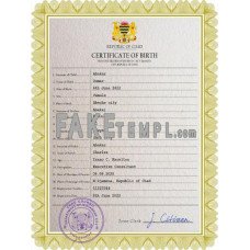 Chad fake vital record birth certificate photoshop template PSD 