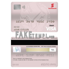 Chile Scotiabank bank fake visa card debit card photoshop template PSD