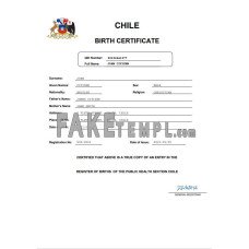 Chile vital record fake birth certificate Word and PDF template