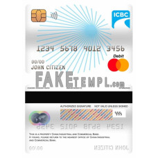 China Industrial and Commercial Bank of China bank fake mastercard debit card photoshop template PSD