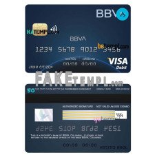 Colombia BBVA bank fake visa debit card photoshop template PSD