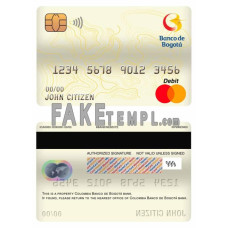 Colombia Banco de Bogotá bank fake mastercard debit card photoshop template PSD