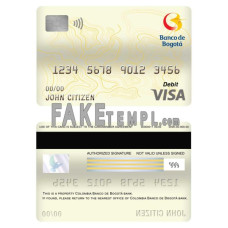 Colombia Banco de Bogotá bank fake visa card debit card photoshop template PSD