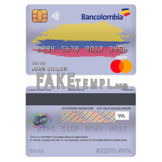 Colombia Bancolombia bank fake mastercard debit card photoshop template PSD