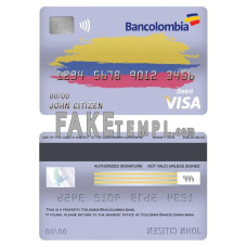 Colombia Bancolombia bank fake visa card debit card photoshop template PSD