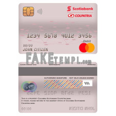 Colombia Scotiabank Colpatria bank fake mastercard debit card photoshop template PSD