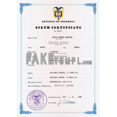 Colombia fake birth certificate photoshop template PSD 