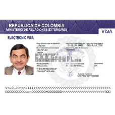 Colombia fake electronic visa photoshop template PSD