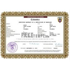 Colombia fake marriage certificate Word and PDF template