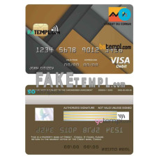 Congo Credit bank fake visa credit card photoshop template PSD