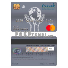 Congo Ecobank bank fake mastercard debit card photoshop template PSD