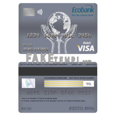 Congo Ecobank bank fake visa card debit card photoshop template PSD