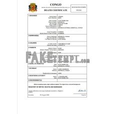 Congo fake death certificate Word and PDF template