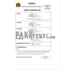 Congo vital record fake birth certificate Word and PDF template