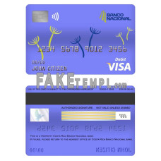 Costa Rica Banco Nacional de Costa Rica fake visa card debit card photoshop template PSD