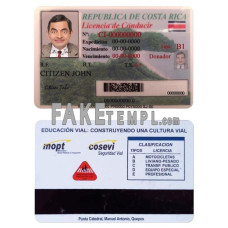 Costa Rica fake driving license photoshop template PSD