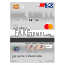 Costa Rica The Bank of Costa Rica bank fake mastercard debit card photoshop template PSD