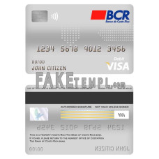 Costa Rica The Bank of Costa Rica bank fake visa card debit card photoshop template PSD