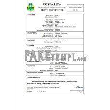 Costa Rica vital record fake death certificate Word and PDF template