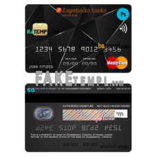 Croatia Zagrebacka bank fake mastercard credit card photoshop template PSD