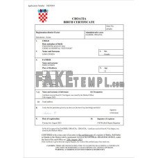 Croatia fake birth certificate Word and PDF template