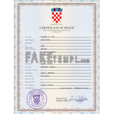 Croatia fake death certificate photoshop template PSD 