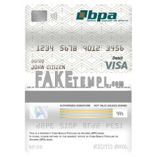 Cuba Banco Popular de Ahorro (BPA) bank fake visa card debit card photoshop template PSD