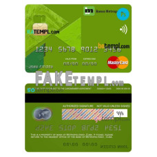 Cuba Metropolitan bank fake mastercard credit card photoshop template PSD