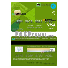 Cuba Metropolitan bank fake visa credit card photoshop template PSD