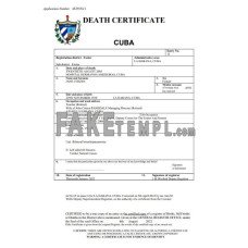 Cuba fake death certificate Word and PDF template